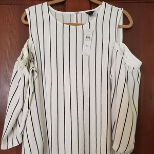 Ann Taylor cold shoulder striped blouse